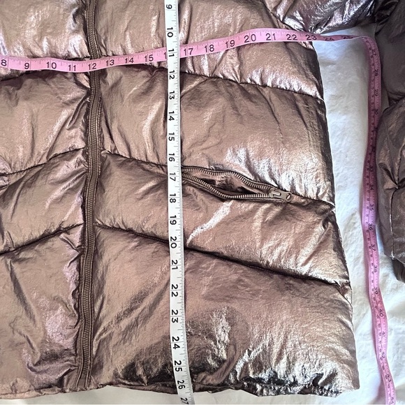 CARRE NOIR Metallic Bronze Puffer Jacket Womens Size L - Picture 10 of 10